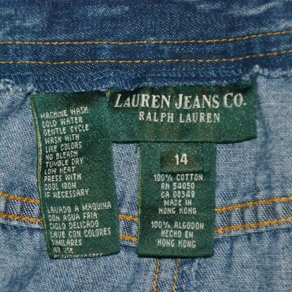 Vintage Lauren Jeans Co Ralph Lauren Patchwork Maxi Denim Skirt Size 14 - Picture 9 of 10